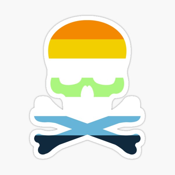 Item preview, Aroace Agender Pride Flag Coloured Skull and Bones designed and sold by JayneMcAvaney.