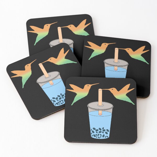 Item preview, Bubble Tea & colorful humming birds designed and sold by UniqueDesignHub.