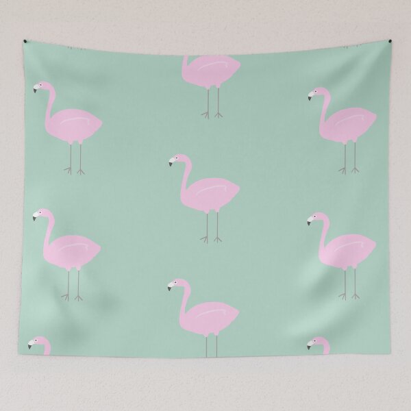 Item preview, Getting Ready To Mingle , Pink Flamingo with light pastel green background - designed and sold by Karen Ekdahl.