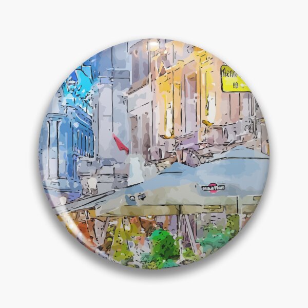 Item preview, Old Town Bucharest Romania Nightlife Watercolor Illustration designed and sold by KawaiiTops.