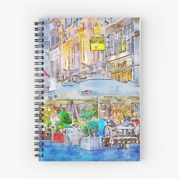 Item preview, Old Town Bucharest Romania Nightlife Watercolor Illustration designed and sold by KawaiiTops.