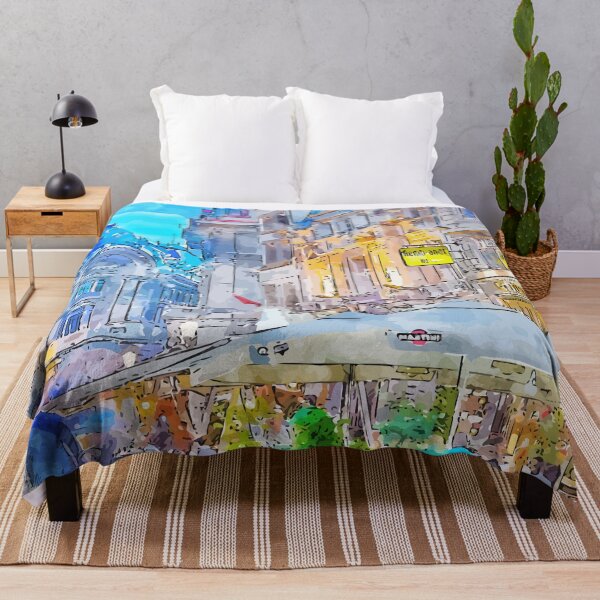 Item preview, Old Town Bucharest Romania Nightlife Watercolor Illustration designed and sold by KawaiiTops.