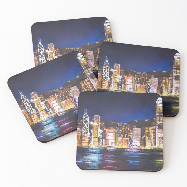 Item preview, hand painted Hong Kong Vitoria Harbor night view oil painting designed and sold by SelenePaintings .
