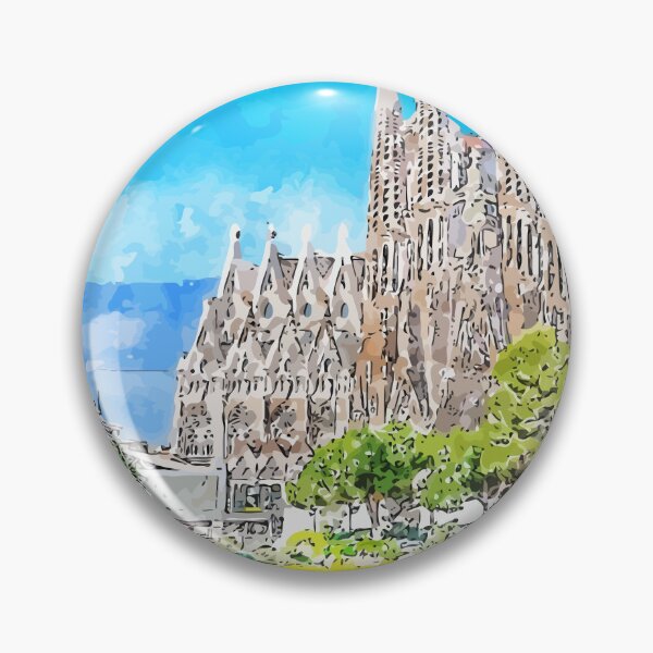 Item preview, Sagrada Familia Cathedral in Barcelona Spain Watercolor Illustration designed and sold by KawaiiTops.