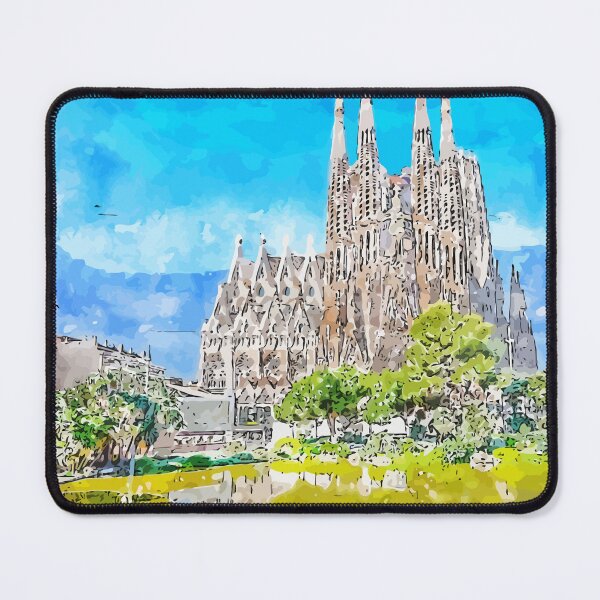 Item preview, Sagrada Familia Cathedral in Barcelona Spain Watercolor Illustration designed and sold by KawaiiTops.