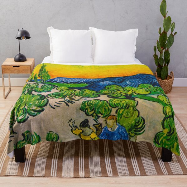 Item preview, Landscape with Couple Walking and Crescent Moon - Vincent van Gogh designed and sold by SimpleJoyStyle.