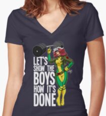 female lifting tee Women's Fitted V-Neck T-Shirt