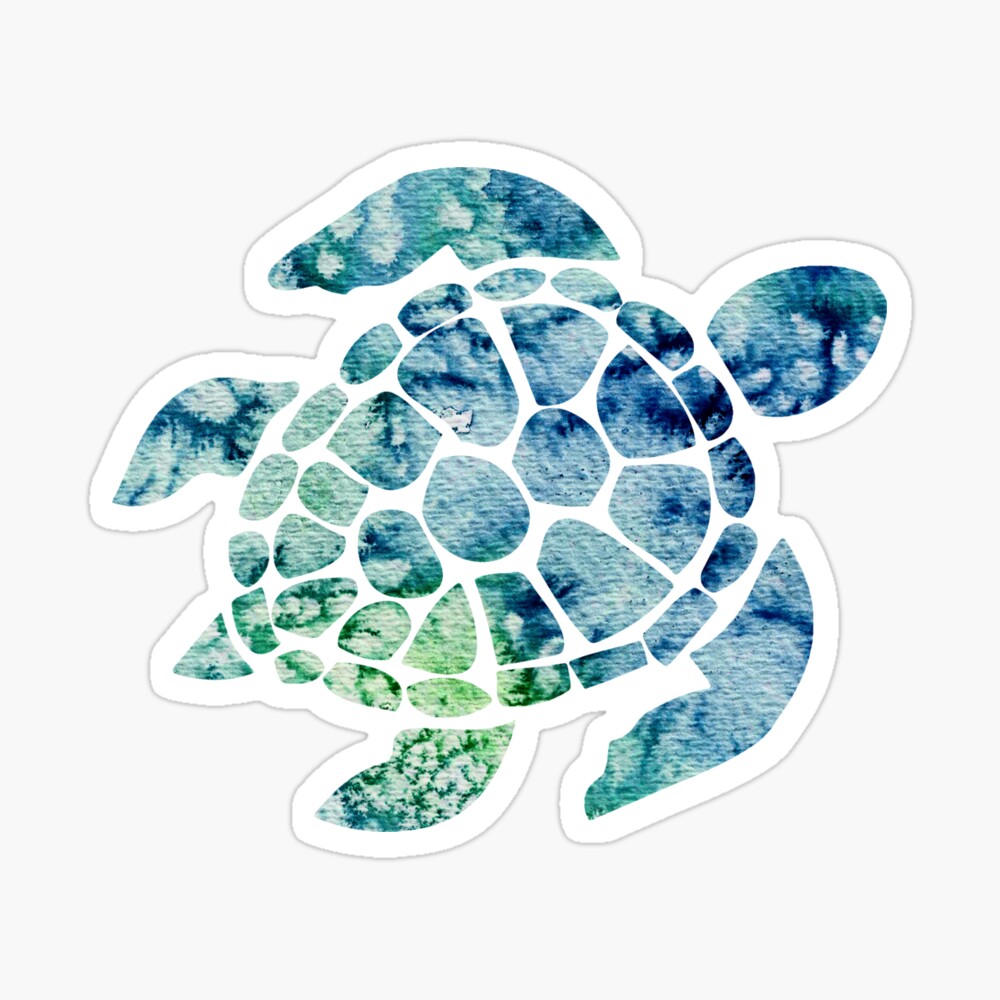 Watercolor blue and green sea turtle design Sticker