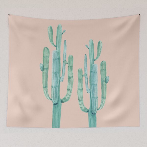 Item preview, Trendy Cactus Pink Rose and Green Desert Cacti Illustration designed and sold by DesertDecor.