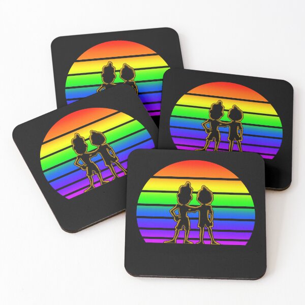 Item preview, Rainbow Sunset with Luca and Alberto - Cartoon Black designed and sold by Smagnaferous.