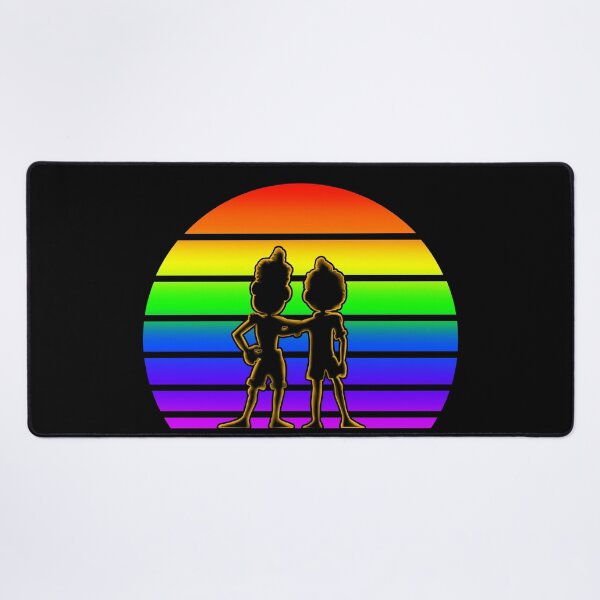 Item preview, Rainbow Sunset with Luca and Alberto - Cartoon Black designed and sold by Smagnaferous.