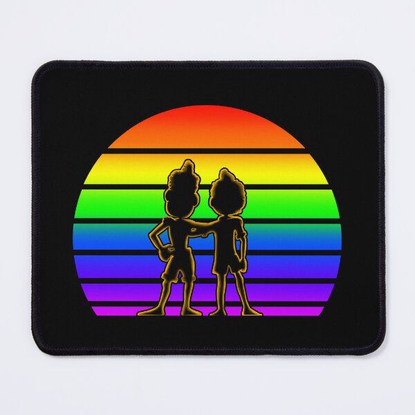 Item preview, Rainbow Sunset with Luca and Alberto - Cartoon Black designed and sold by Smagnaferous.
