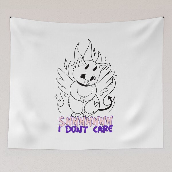 Item preview, HELL KITTEN Devilish kitten quote Shh I Don't care designed and sold by LargeShop.