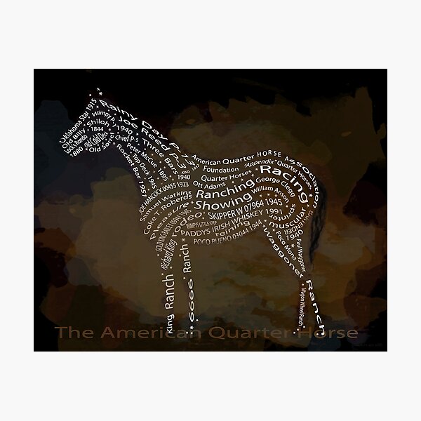 Aperçu de l'œuvre Histoire du Quarter Horse américain en typographie créée et vendue par Ginny Luttrell.