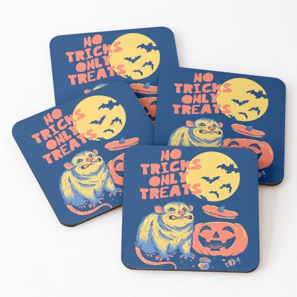 Item preview, Halloween Possum | No Tricks Only Treats | Opossum Eating Pumpkin | Blue BG designed and sold by Any Color Designs.