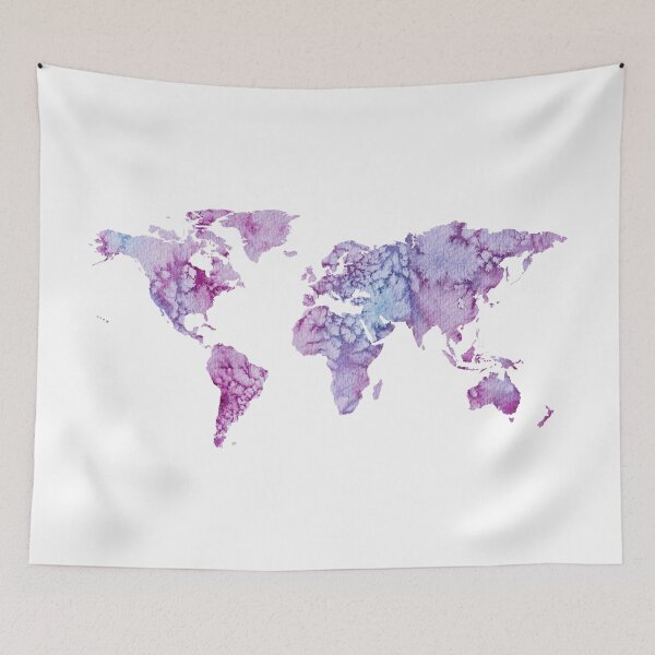 Item preview, World Map: Pink and Purple watercolor design  designed and sold by Sam Palahnuk.
