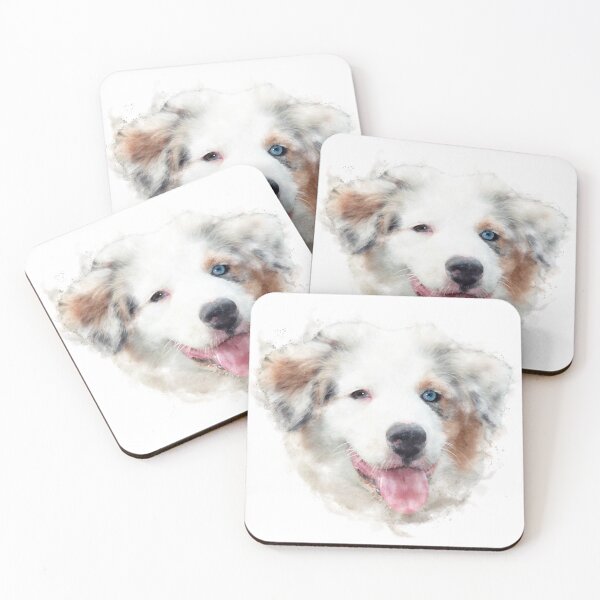 Item preview, Australian Shepherd Puppy Watercolour Artwork designed and sold by Typeglyphs.