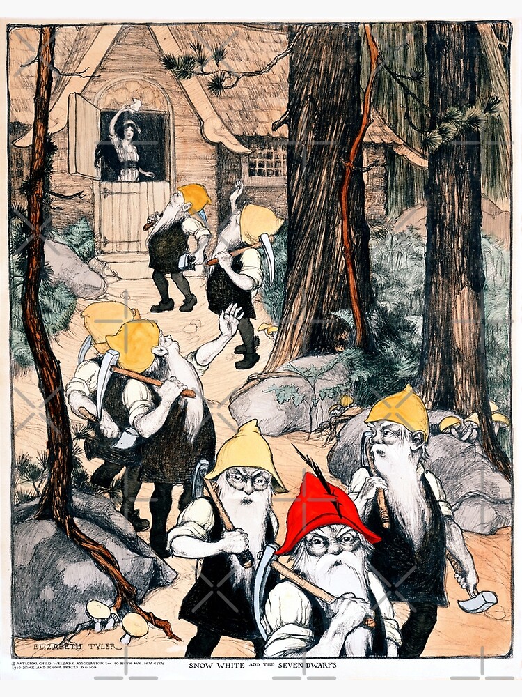 Vintage Snow White and the Seven Dwarfs Illustration