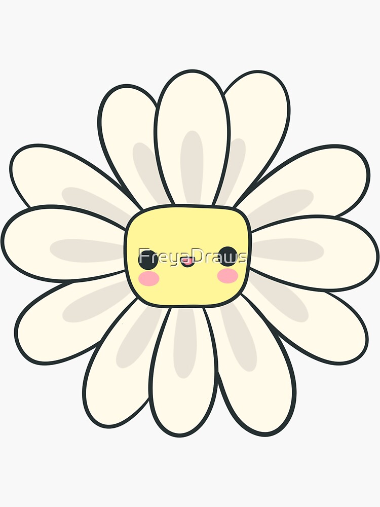 "Kawaii Daisy Face " Sticker for Sale by FreyaDraws Redbubble
