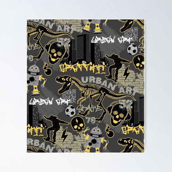 Item preview, Urban Graffiti Skateboard Black Funny designed and sold by EllenKarl.