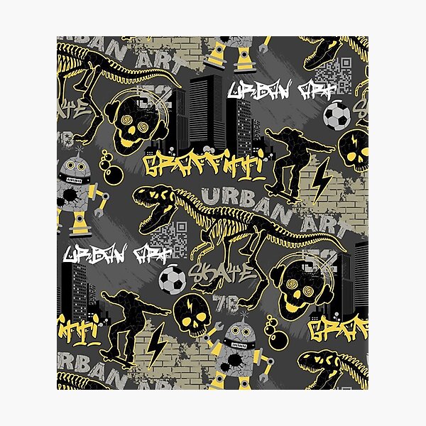 Item preview, Urban Graffiti Skateboard Black Funny designed and sold by EllenKarl.