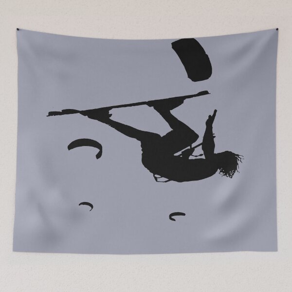 Item preview, Kitesurfer Somersaulting Black Vector Silhouette designed and sold by taiche.