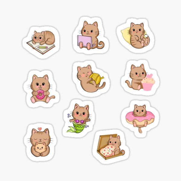 Cute Cats Sticker Pack Sticker For Sale By Svgocean Redbubble 7511