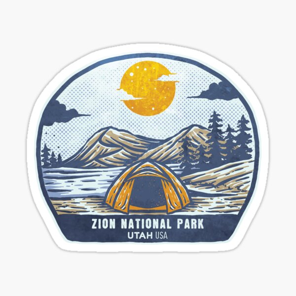 Vista previa del artículo con la obra «Parque Nacional Zion Vintage Sunset Camp», diseñado y vendido por JordanHolmes.