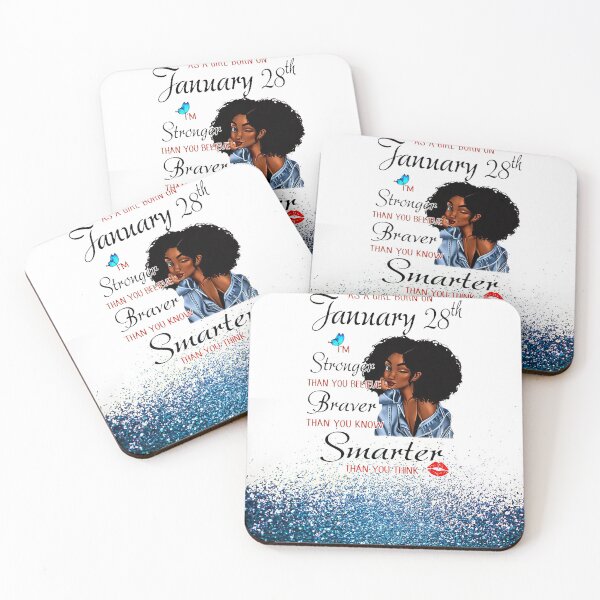 Item preview, Women Afros Just A Girl Born On January 28th African american Stunning Glitter Blue designed and sold by HelmaNowak.