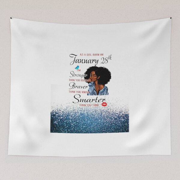 Item preview, Women Afros Just A Girl Born On January 28th African american Stunning Glitter Blue designed and sold by HelmaNowak.