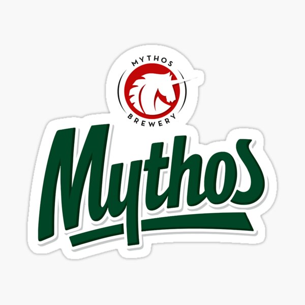 "Mythos beer" Sticker for Sale by LORDGREENSPAN Redbubble