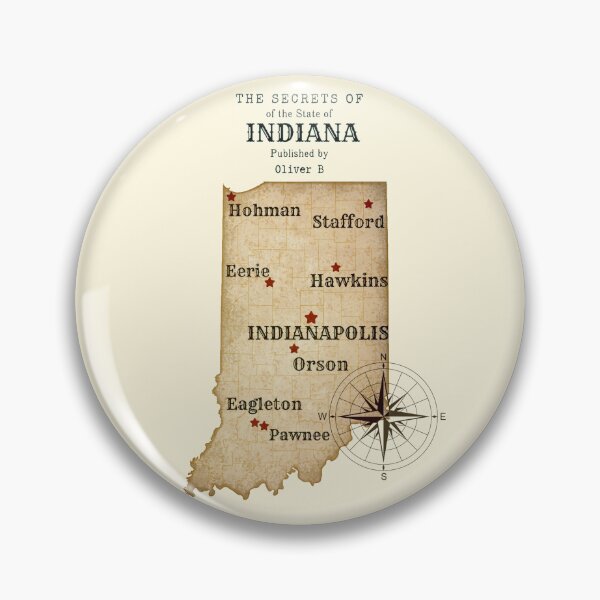 Item preview, Vintage Map Indiana TV show cities designed and sold by Oliver-B.