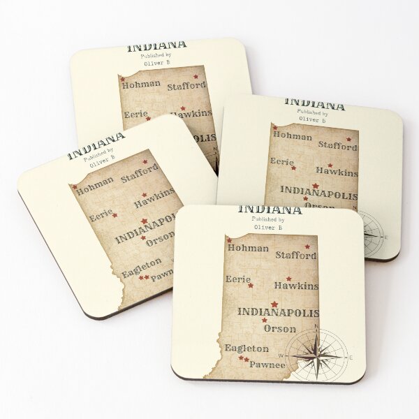 Item preview, Vintage Map Indiana TV show cities designed and sold by Oliver-B.