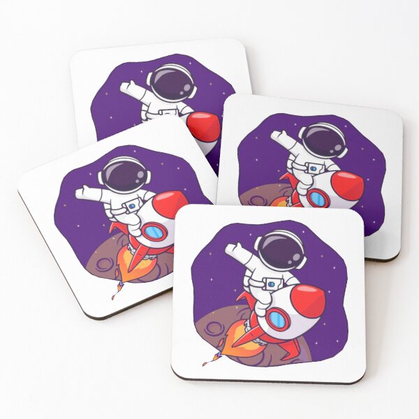 Item preview, Cute astronaut riding a rocket on the moon in space. designed and sold by BEAUTY ⭐⭐⭐⭐⭐.