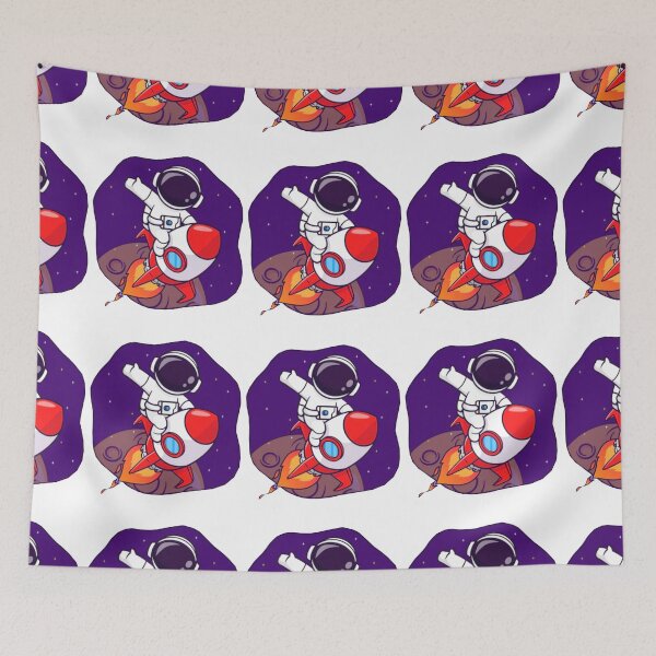 Item preview, Cute astronaut riding a rocket on the moon in space. designed and sold by BEAUTY ⭐⭐⭐⭐⭐.
