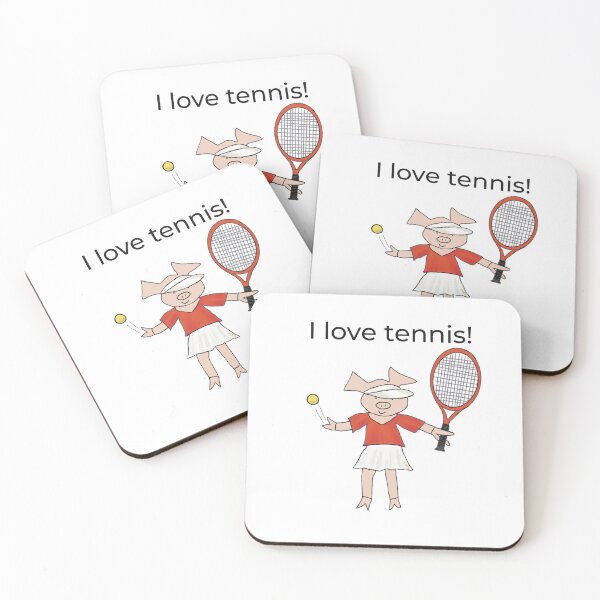 Aperçu de l'œuvre J'aime le Tennis ! Cochon joueur de tennis. Tennis créée et vendue par PiggingJapan.