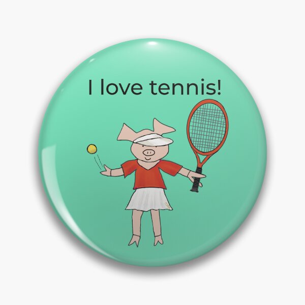 Item preview, I love Tennis! Pig tennis player, mint green. Tennis designed and sold by PiggingJapan.