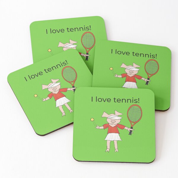 Aperçu de l'œuvre J'aime le Tennis ! Cochon joueur de tennis, vert. Tennis créée et vendue par PiggingJapan.