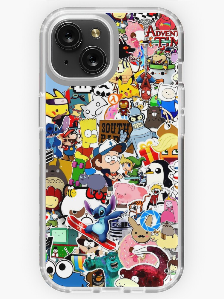 for iPhone 13 Pro Max Case Cute Cartoon Character Stickers Collage