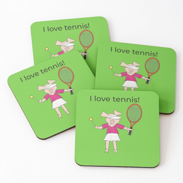 Aperçu de l'œuvre J'aime le Tennis ! Cochon joueur de tennis, vert. Tennis créée et vendue par PiggingJapan.