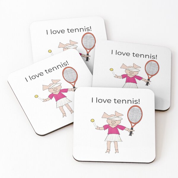 Aperçu de l'œuvre J'aime le Tennis! Cochon joueur de tennis. créée et vendue par PiggingJapan.