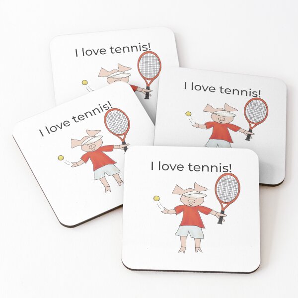 Aperçu de l'œuvre J'aime le Tennis ! Cochon joueur de tennis. créée et vendue par PiggingJapan.