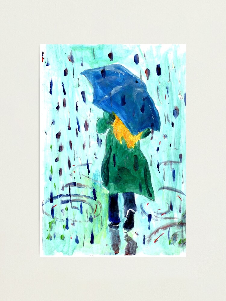 Madchen Regenschirm Regentropfen Fotodruck Von Soolsma Redbubble