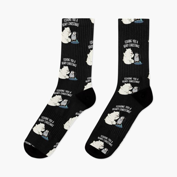 Item preview, Fishing You A Beary Christmas Polar Bear Puns (Dark BG) designed and sold by punnybone.