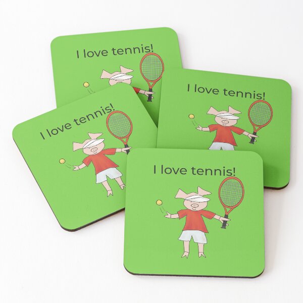 Aperçu de l'œuvre J'aime le Tennis ! Cochon joueur de tennis, vert. Tennis créée et vendue par PiggingJapan.