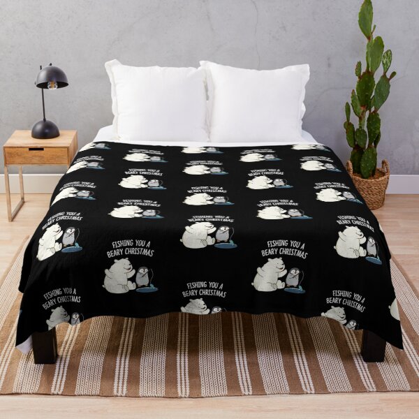 Item preview, Fishing You A Beary Christmas Polar Bear Puns (Dark BG) designed and sold by punnybone.