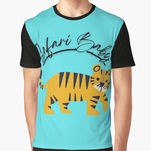Collections Etc White Bengal Tiger & Baby Cubs Light Blue Cotton T-Shirt
