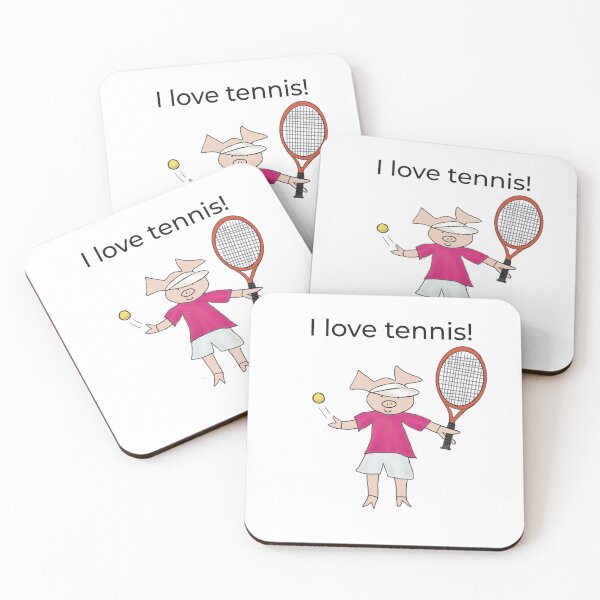 Aperçu de l'œuvre J'aime le Tennis! Cochon joueur de tennis. créée et vendue par PiggingJapan.