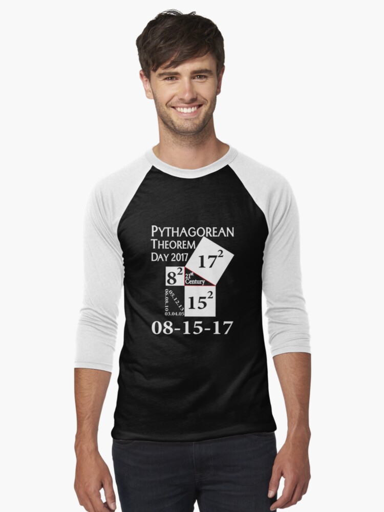 Thumbnail 1 of 3, Baseball ¾ Sleeve T-Shirt, Pythagorean theorem day 2017 Shirt designed and sold by RithaMatch.