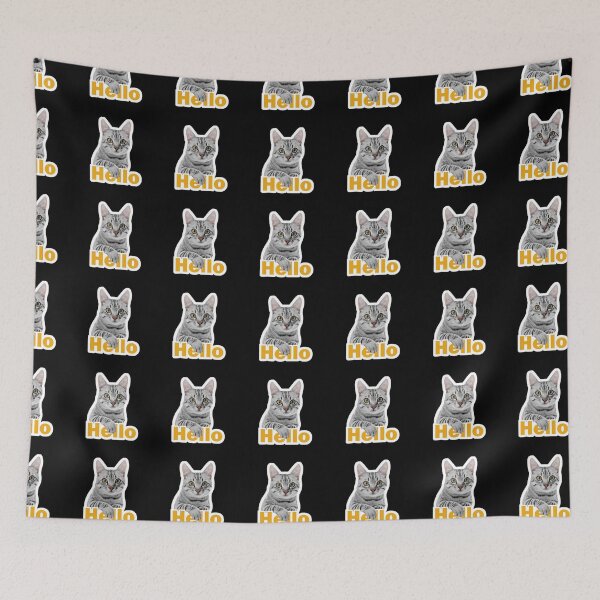 Item preview, cute cat saying hello- funny designed and sold by Pritam chamiyal.